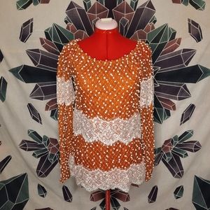 Altar'd State Rust Popcorn textured/ lace detailed tunic